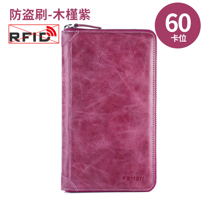 Bolsa de tarjetas de fabricantes de mujeres multi-tarjeta de tarjetas con cremallera de piel de vaca de gran capacidad bolsas de tarjetas de visita de piel de vaca de Corea