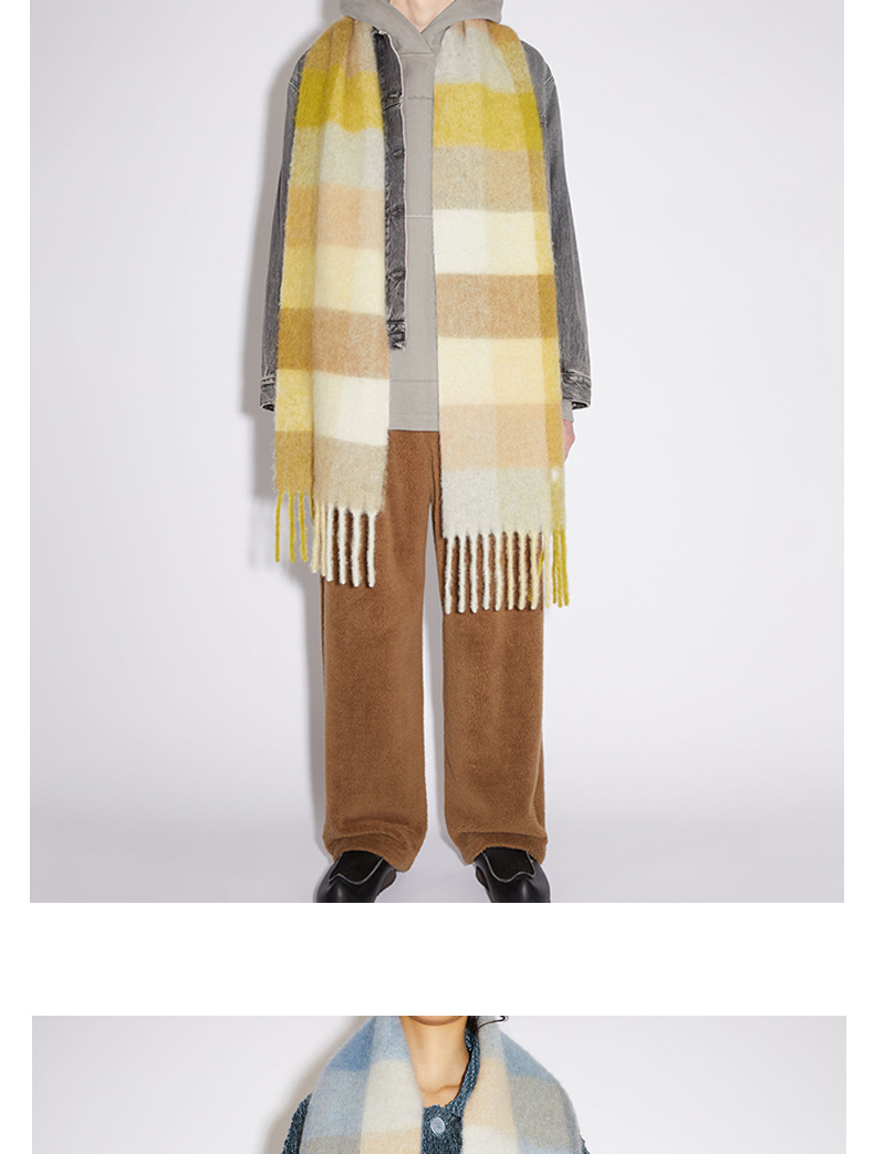 Women's Scarves Plaid Scarf New Stitching Cashmere-like Mahaired Women Warm Shawl _voghion.com