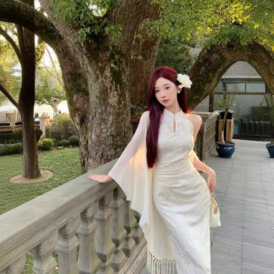 Summer New Chinese Style National Style Improved Cheongsam Dress Elegant Skirt Women's 2024 Spring New White Long Dress