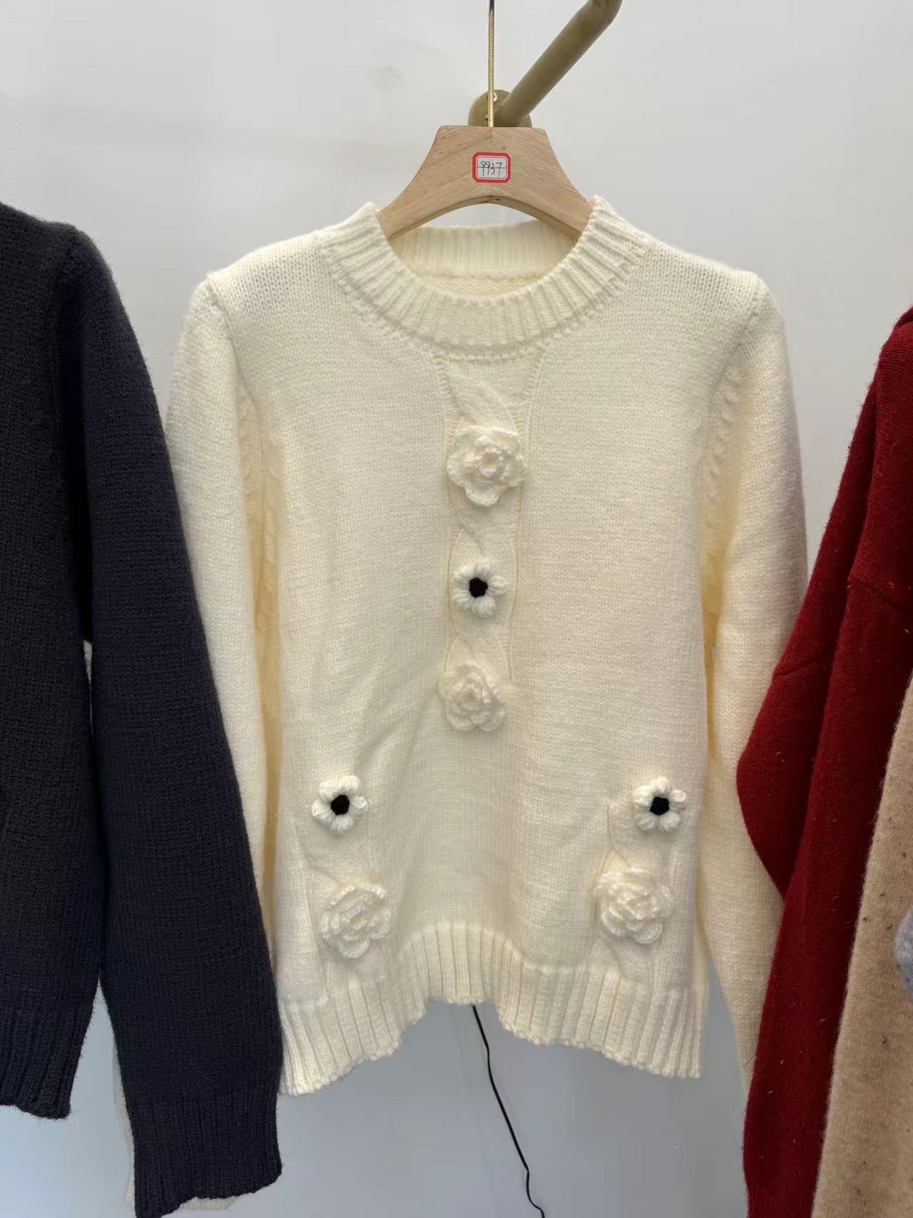 24 invierno Puyuan Año Nuevo rojo hermoso suéter de flores abrigo mujer otoño grande grasa mm