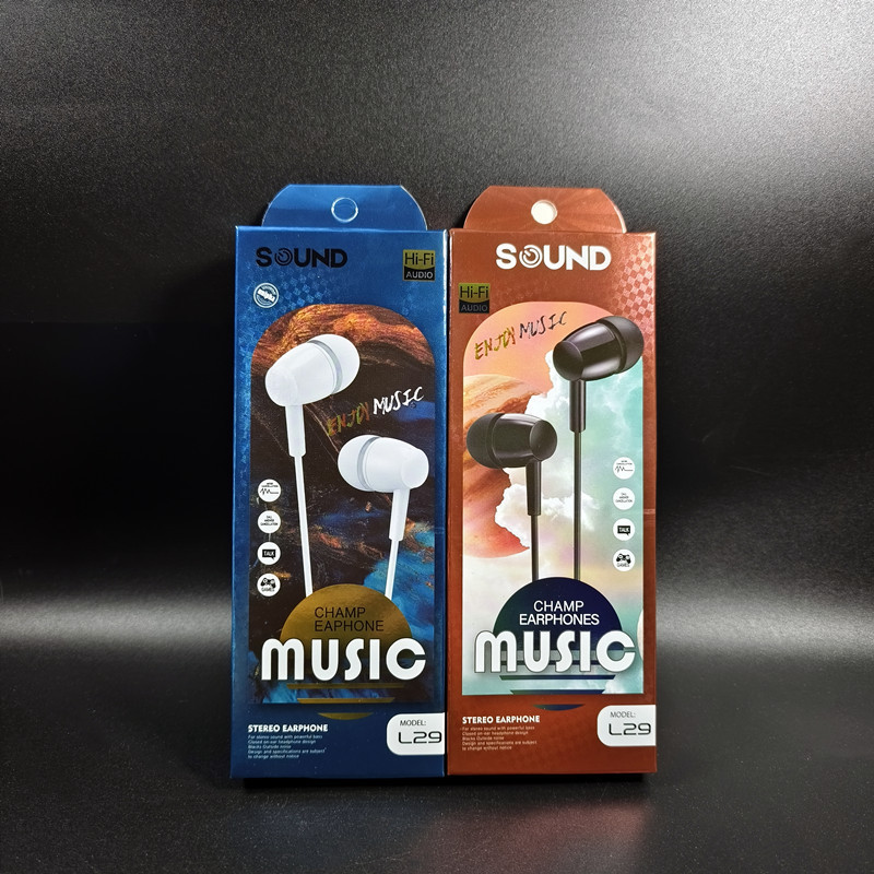New Headset Line L29 In-ear Packaging Box Neutral Earplug Music Headset Call Line-controlled Mobile Phone