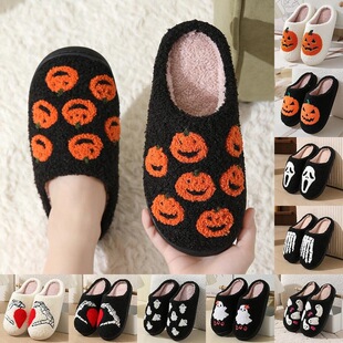 F 67261 Halloween Pumpkin Couple Slippers �f�}������Ь