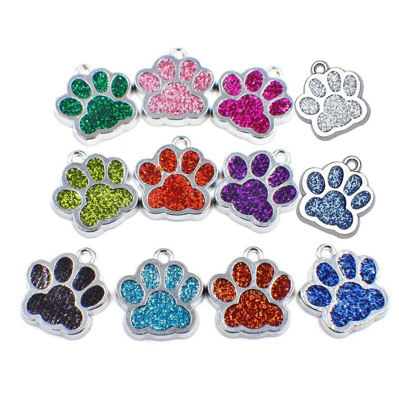 Alloy oil drop small pendant diy key chain pet tag jewelry pendant color glitter dog footprints Alloy oil drop small pendant diy key chain pet tag jewelry pendant color glitter dog footprints