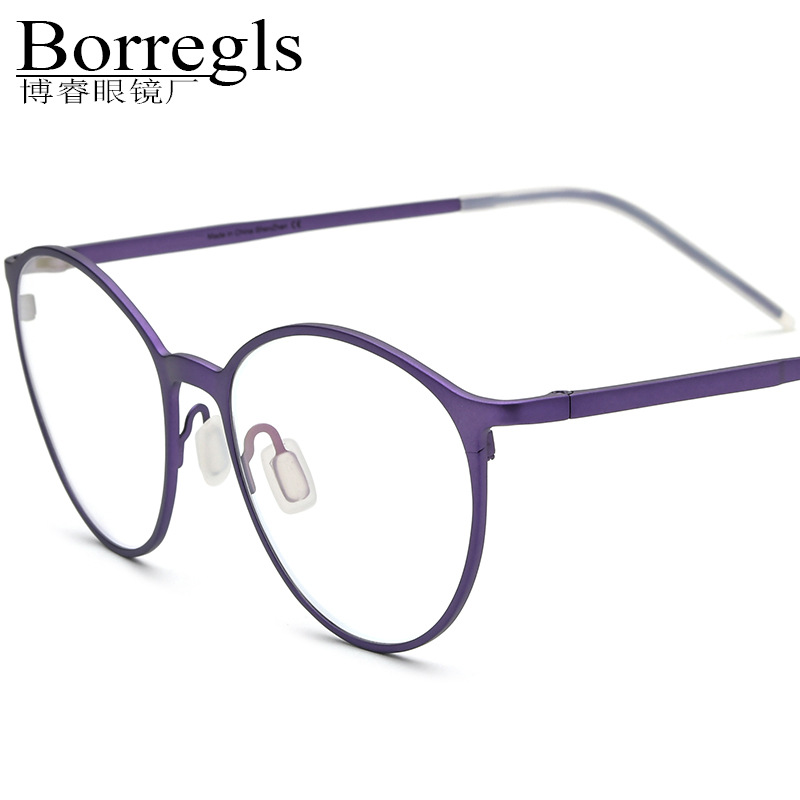 圆形复古超轻纯钛光学眼镜架新款男女款眼镜B钛IP电镀近视眼镜框