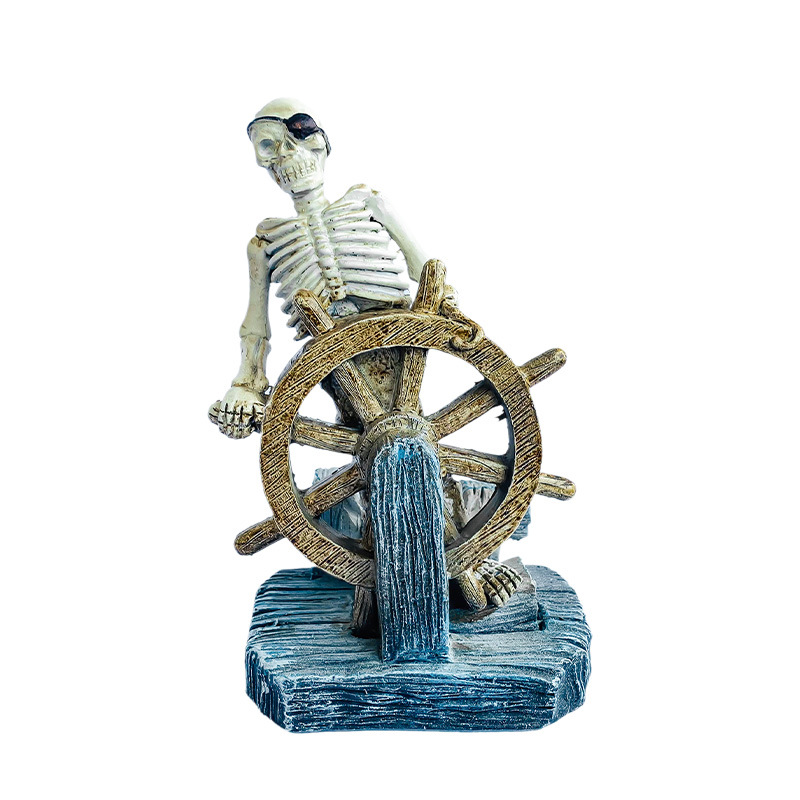 Estilo explosivo Barco roto Esqueleto Capitán Adornos Pecera Decoración de paisajismo Serie náutica Acuario Decoración de sala de estar Nuevo