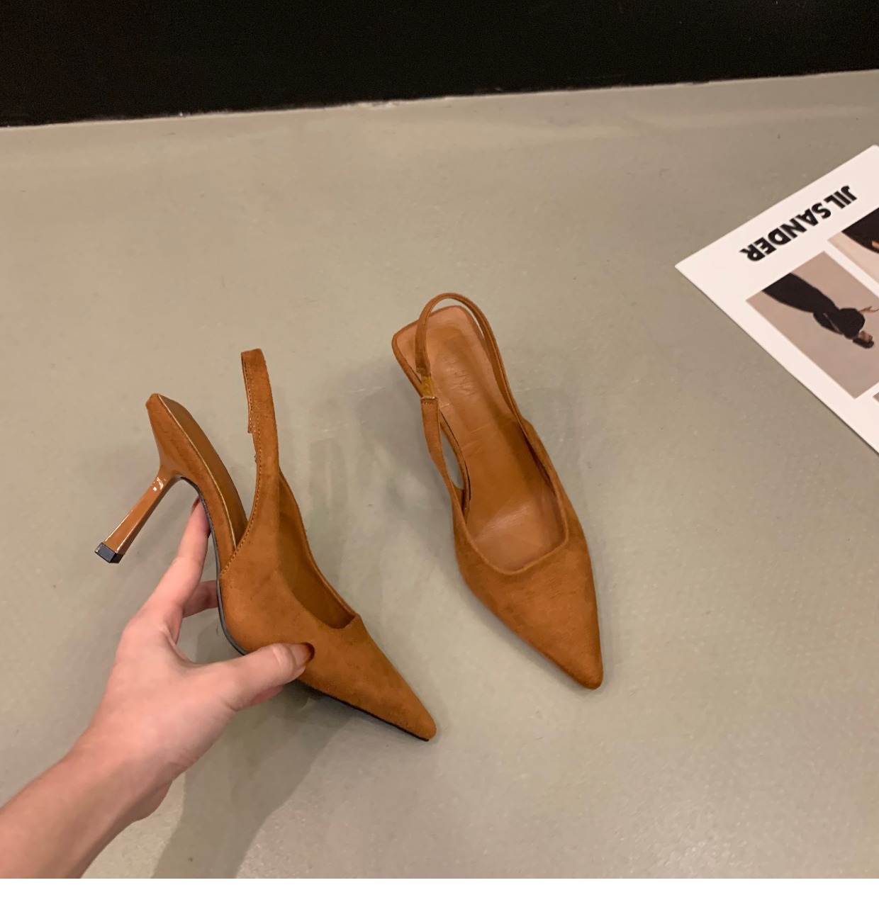 Niche French high-heeled black toe sandals fairy shoes 2023 new spring and summer pointed toe temperament single shoes_voghion.com