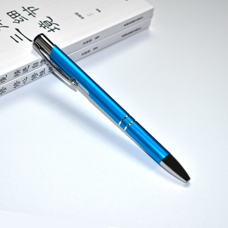 Bolígrafo de metal Varilla de aluminio Bolígrafo de prensa azul negro Logotipo grabado láser Bolígrafo de regalo publicitario