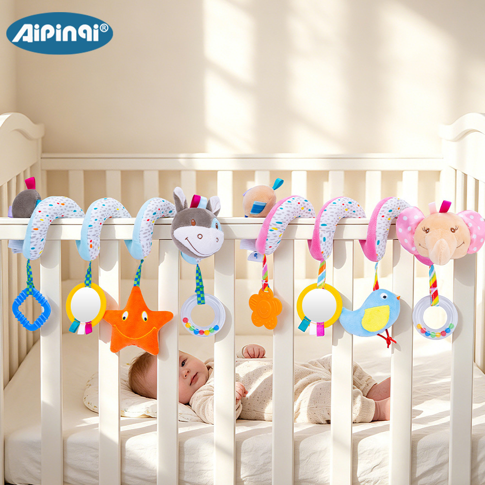 Aipinqi bebé elefante cama bobinado colgante infantil animal cama bobinado con campana espejo coche bobinado juguete