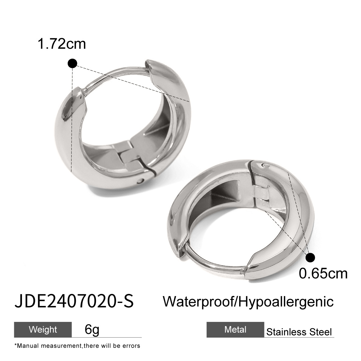 JEDING aretes de círculo de acero inoxidable europeos y estadounidenses aretes de alta calidad 18k de oro titanio aretes de acero joyas de color transfronterizas