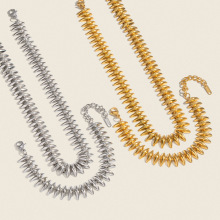 夏凌高级感15mm子弹链条 不锈钢真空电镀18K金复古保色气质项饰女