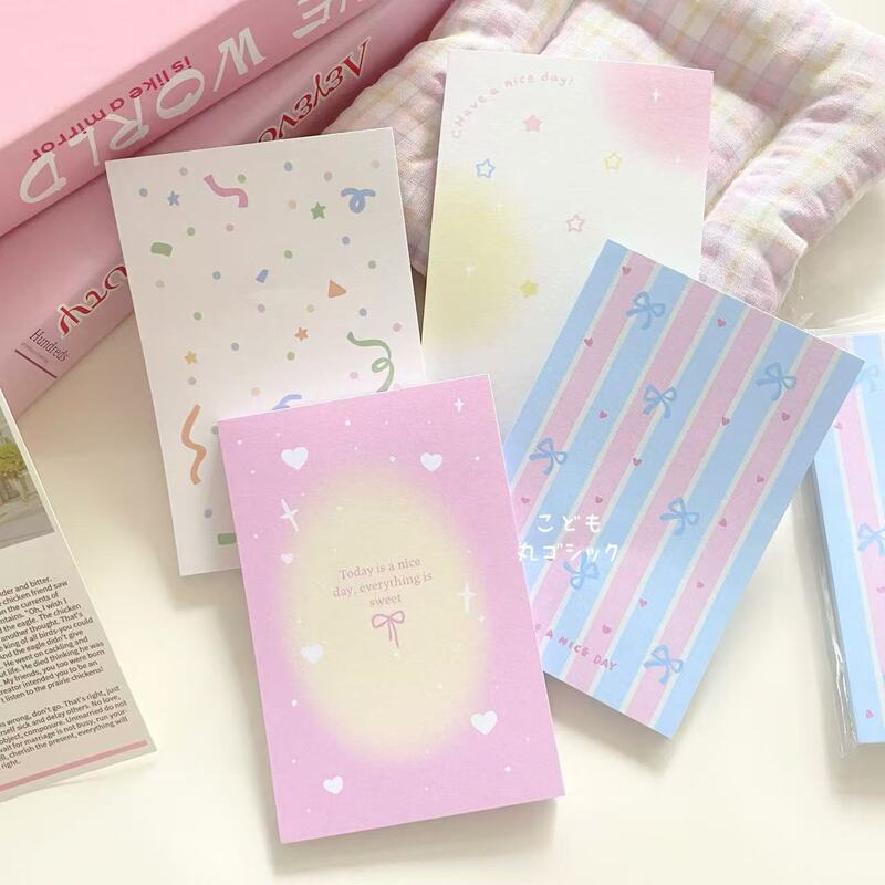 Ins Korean Cute Bow Simple Note Pad Niche High-Value Message Notepad Student Handbook Material