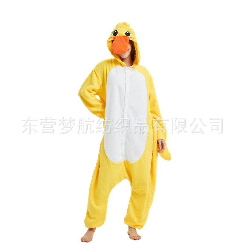 小黄鸭卡通连体睡衣动物服装万圣节角色扮演服饰圣诞睡衣