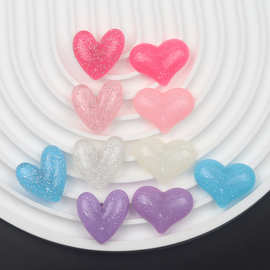 特价清仓心形糖果色闪粉桃心diy树脂配件滴胶手机壳耳饰发夹材料