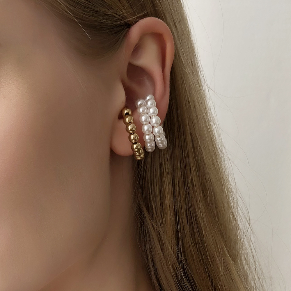 Simple Imitation Pearl Geometric Earrings display picture 4