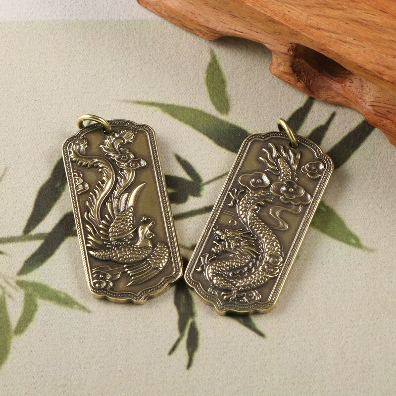 National fashion solid copper brass twelve Zodiac dragon pendant Lucky Lucky safety tag DIY keychain pendant