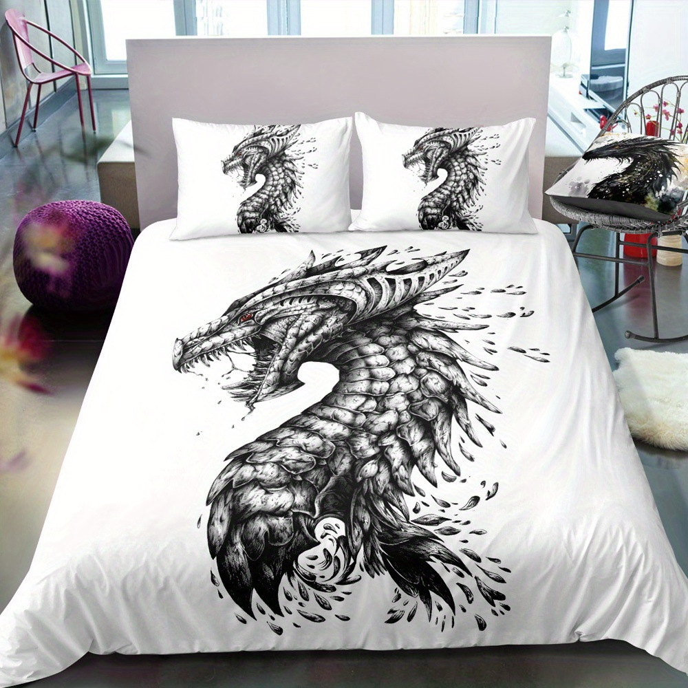 Transfronterizo para textiles domésticos abrasivos de impresión digital colorido dragón quilt kit fuente de fábrica TEMU / JIT