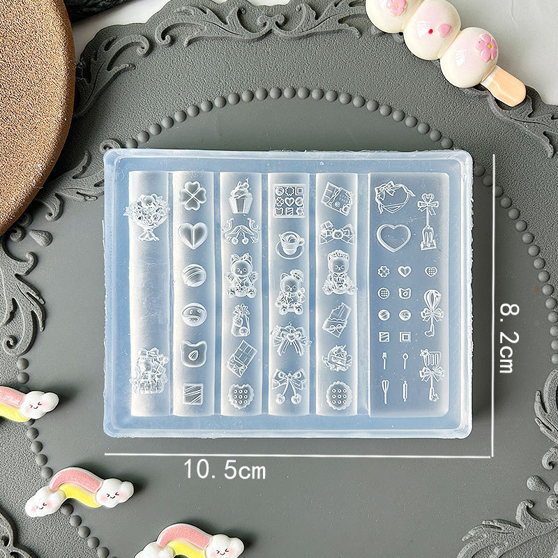 Molde de manicura amor arco en relieve flor ornamentos molde abrasivo alta permeabilidad estereoscópica DIY decoración molde de silicona