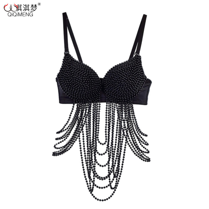 European and American Cross-border Nightclub Music Festival Sexy Pearl Tassel Fishbone Bra Fashion Sweet Spicy Rock Style Nail Bead Sling