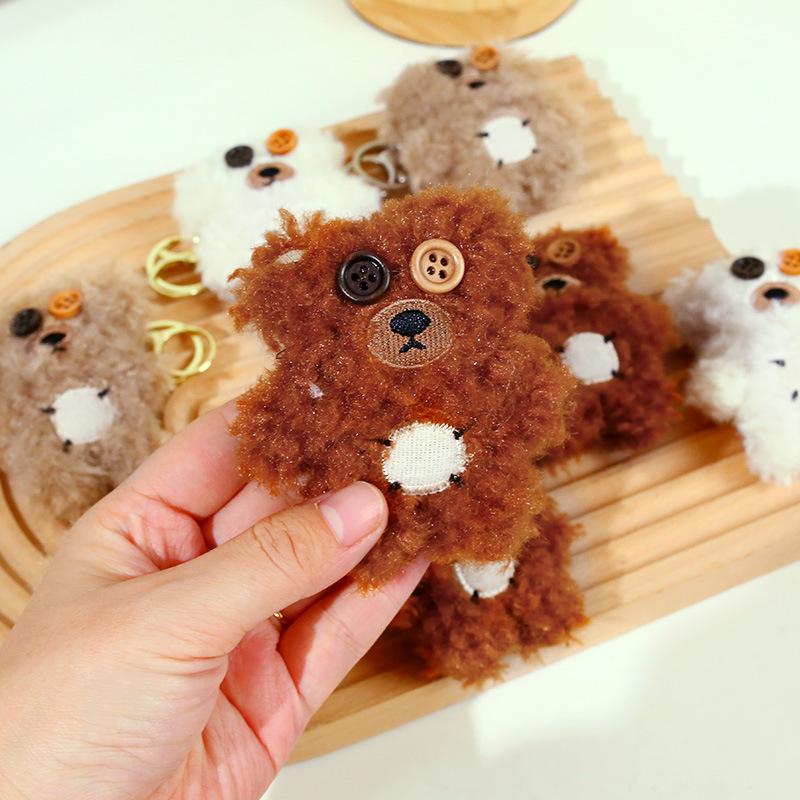 Cartoon plush bear doll accessories pendant cute roll plush button eyes doll bag key chain pendant