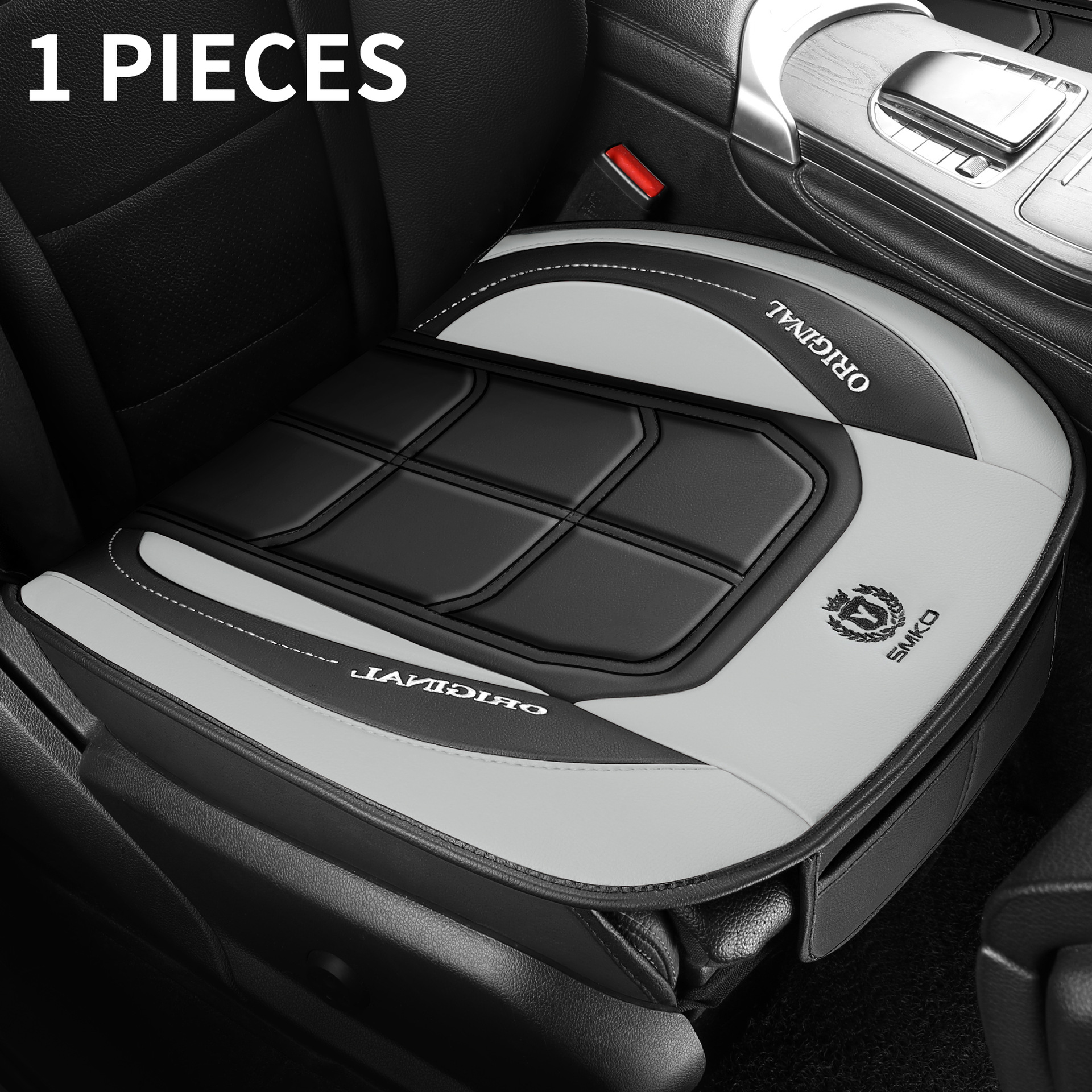 跨境汽车坐垫四季通用拼色方形单双片座椅套一件代发免绑汽车座垫