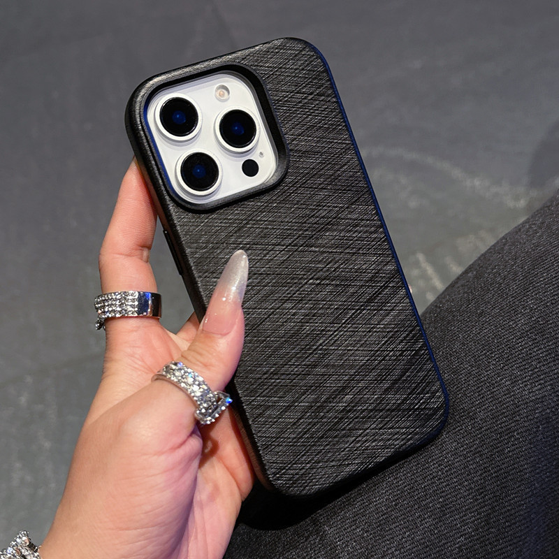 iPhone16promaxに適したブラッシュド雲錦内蔵磁気電話ケースApple 15レザーテクスチャードスキン保護カバー|undefined