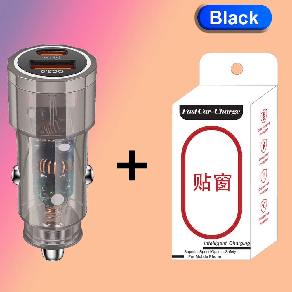 套装38w USB+PD快充手机车载充电器 Type-c适用三星手机 适用小米