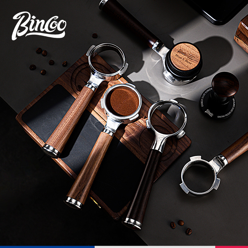 Bincoo Coffee Bottomless Handle 51/58mm Espresso Machine Modified Bottomless Walnut Extraction Handle
