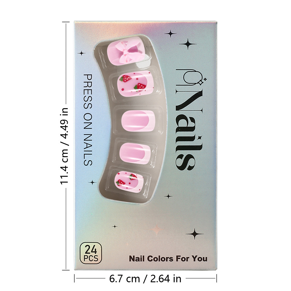 25g Weight press-on nails Nail Supplies Plastic Material Valentine'S Day Festival Knot, Strawberry, Butterfly, Bow Knot Pattern Valentine'S Day Knot Strawberry Butterfly Plastic Press-on Nails 1