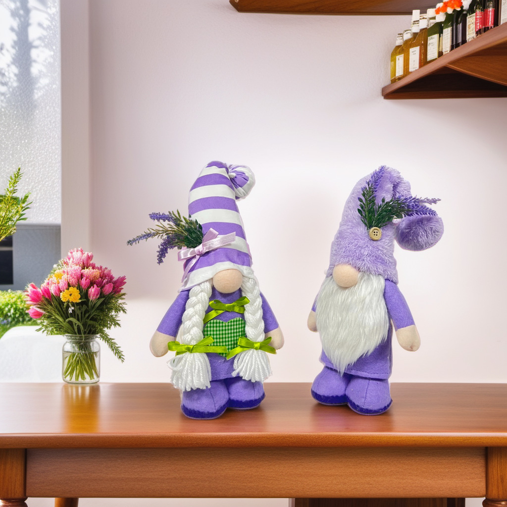 Cross-Border primavera muñeca sin rostro cuatro estaciones lavanda Amor de pie muñeca sin rostro ancianos decoración de escritorio adornos