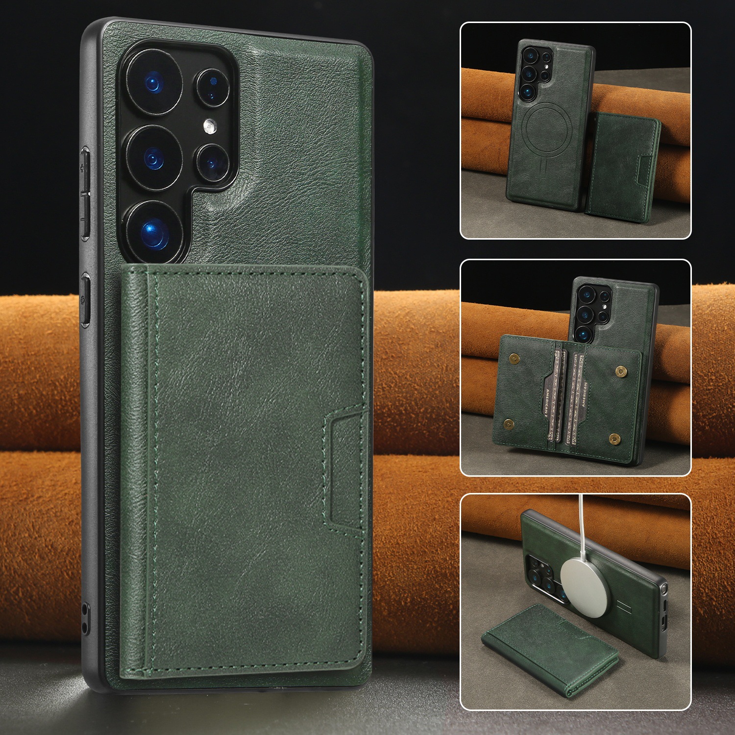 Adecuado para Samsung S25Edge Paquete de tarjeta magnética de anillo plegable Estuche para teléfono móvil Estuche protector de carga inalámbrica MagSafe magnético fuerte S25U