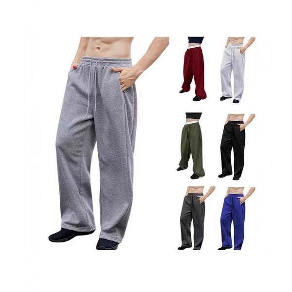 Cross-Border European Size Hip-Hop Men's Wide-Leg Sweatpants European and American Men's Sweatpants Waist Drawstring Straight-Leg Loose Casual Sports Pants