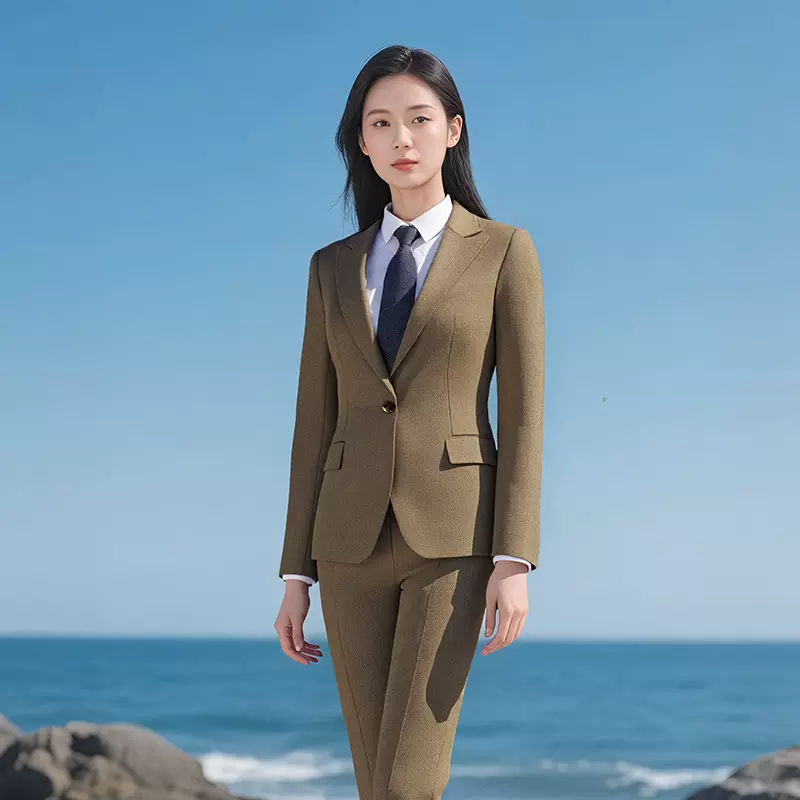 2025秋冬女经理职业装轻奢感商务西服女连衣裙套装弹力哔叽工作服