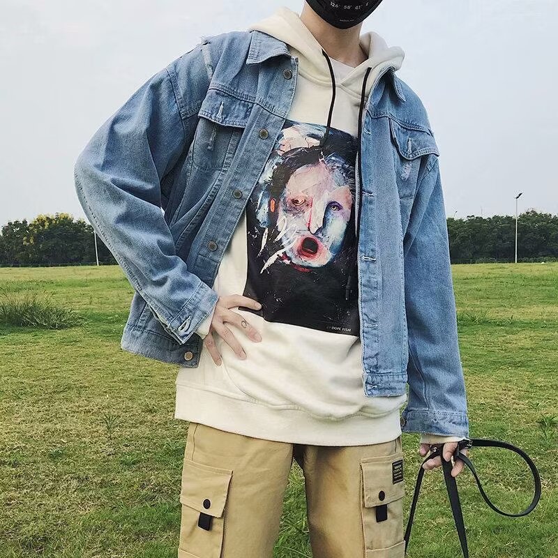 Demi-season denim men's jacket