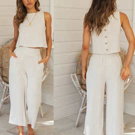 2020亚马逊WISH跨境外贸女装 欧美秋冬休闲家居服 女套装