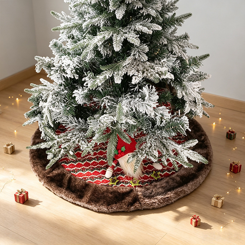 Comercio exterior transfronterizo nueva falda de árbol de Navidad copo de nieve alce felpa delantal de árbol de Navidad falda de árbol de Navidad decoraciones