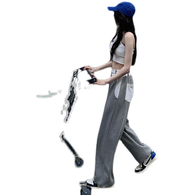 Cordón de costura deportes pantalones casuales verano de las mujeres cintura alta adelgazamiento versátil suelta pequeña pierna ancha tobillo atado pantalones de chándal image 7