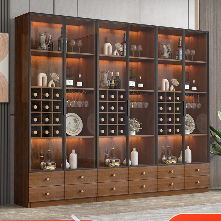 2025 New Glass Wine Cabinet Display Living Room Wine Rack High-End Light Luxury Modern Home Wall-Mounted Commercial Sideboard