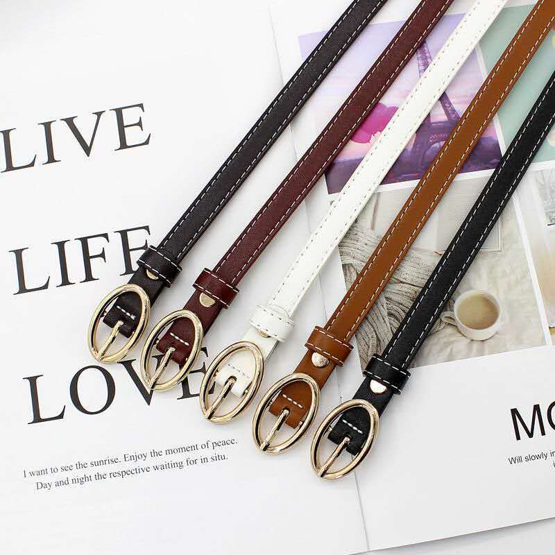 Retro Fashion Casual Simple Texture PU Small Belt Pin Buckle Thin Belt Knotted Girdle Student Skirt Thin Belt Women_voghion.com