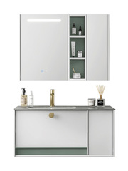 門店同款心海伽藍浴室櫃輕奢岩板洗漱台除霧照明鏡櫃洗手台橡膠木