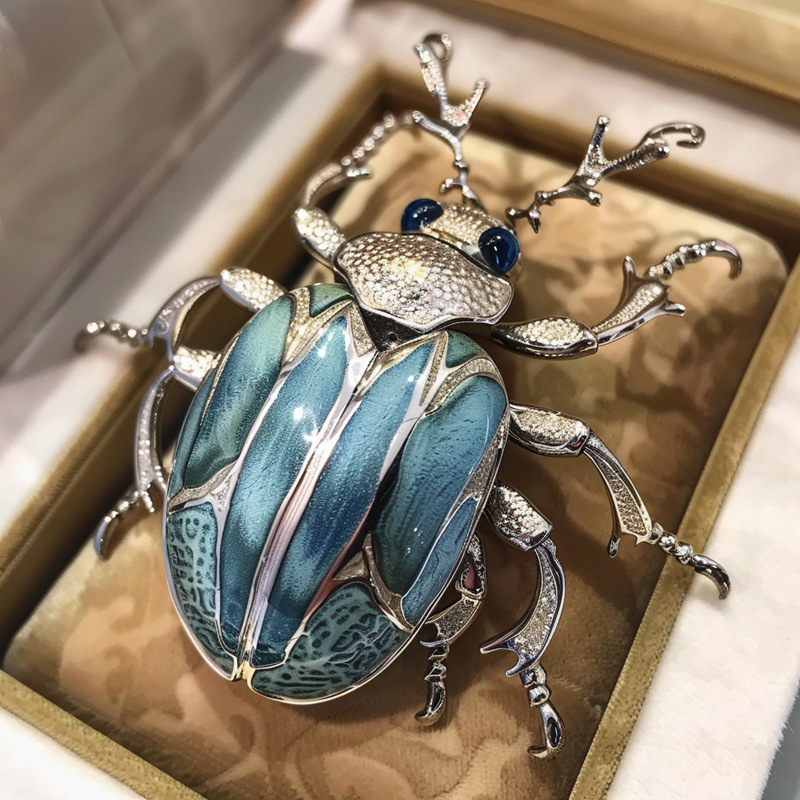 Spilla scarabeo blu in stile corte europea, spilla insetto dal design personalizzato_voghion.com