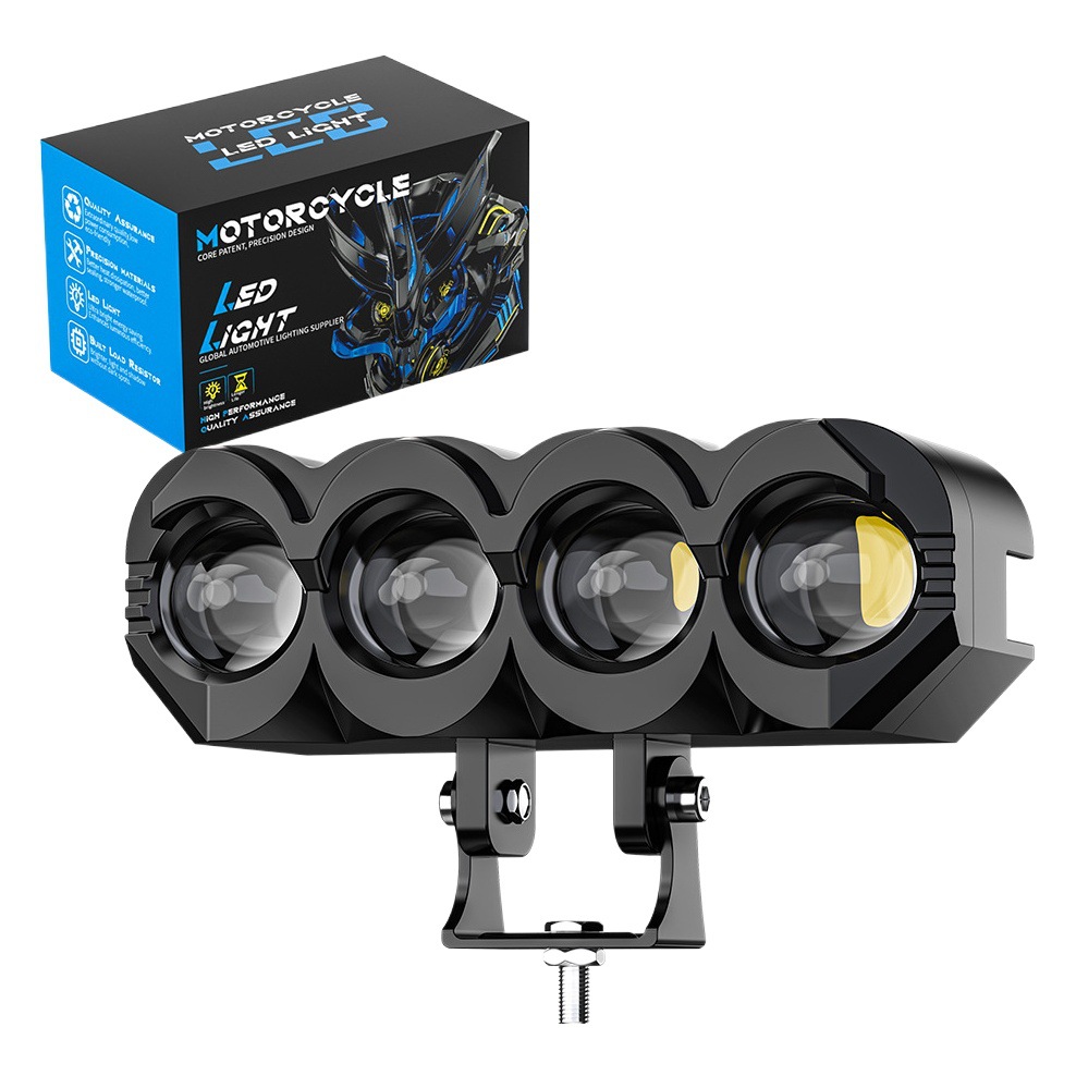 Dxz【Tax Not Included】Popular Motorcycle Led Spotlight Waterproof Headlight Dual-Color Spotlight Auxiliary Light