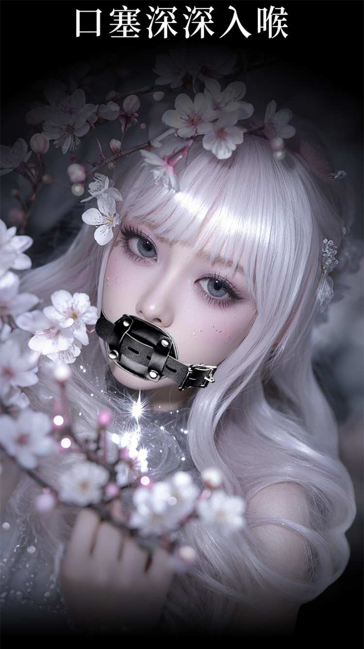 SM Dildo Mouth Gag in Black PU for Adult Couples — detail image 4