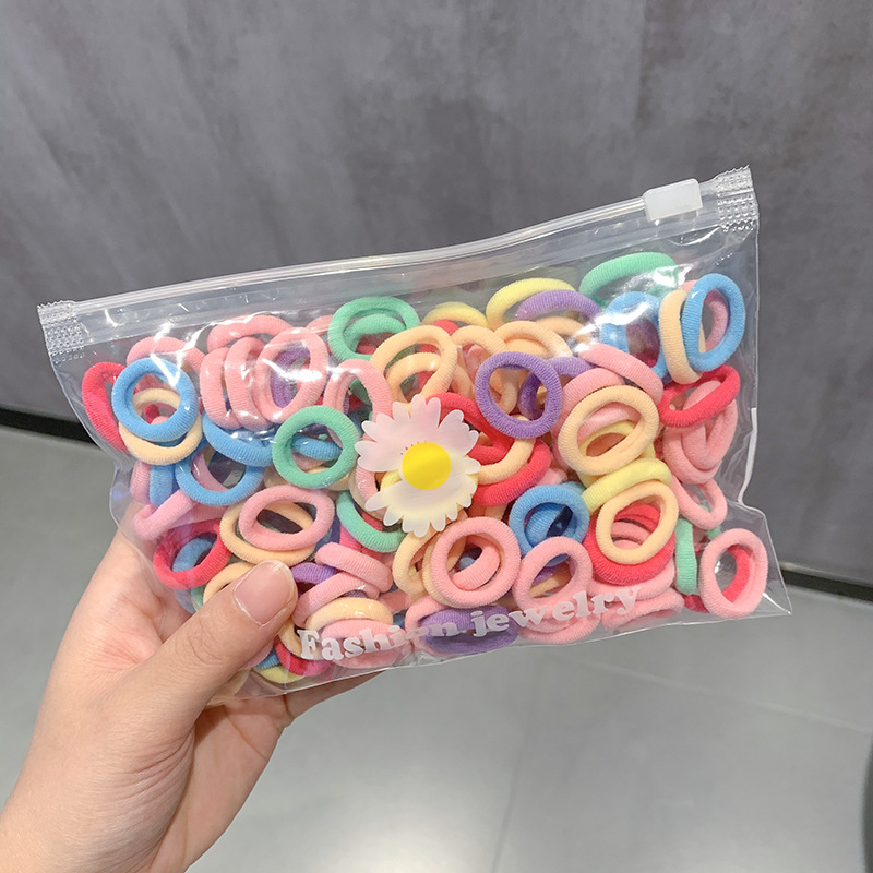 El anillo de la toalla del pelo de la banda del pelo del pulgar no lastima el pelo banda de goma elástica alta accesorios lindos para el cabello cuerda de pelo pequeña para niñas