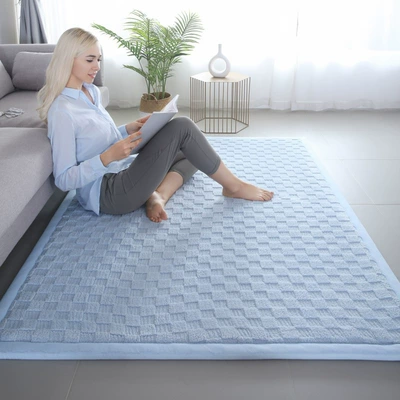 Bedroom Living Room Bedside Carpet Thickened Tatami Dormitory Mattress Anti-fall Crawling Floor Mat Bay Window Big Kang Floor Mat (Avtomobil döşəmə paspasları) - checkerboard-light-blue-50150cm-22cm-thickening