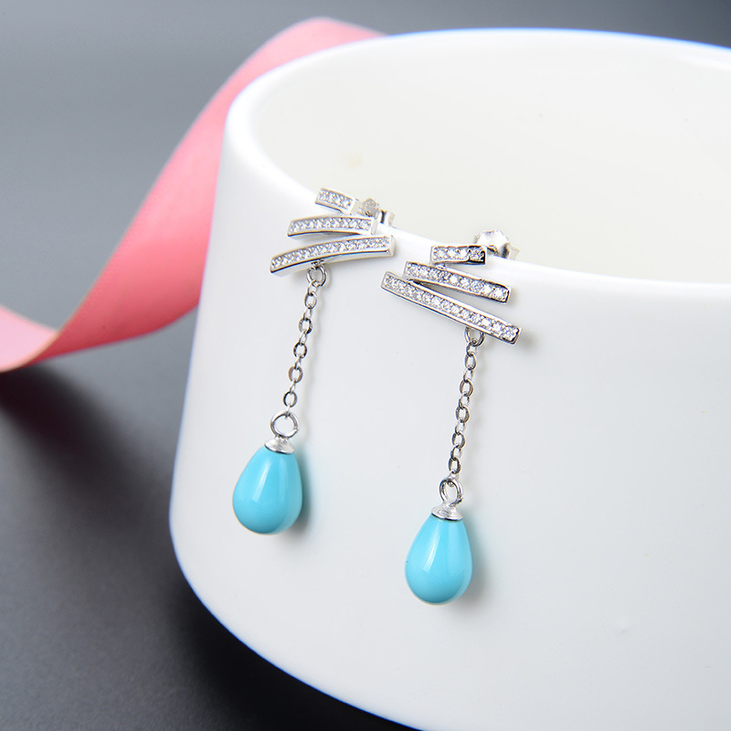 S925 plata esterlina perlas creativas pendientes de perlas largos pendientes japoneses y coreanos de moda perlas dulces pendientes de perlas