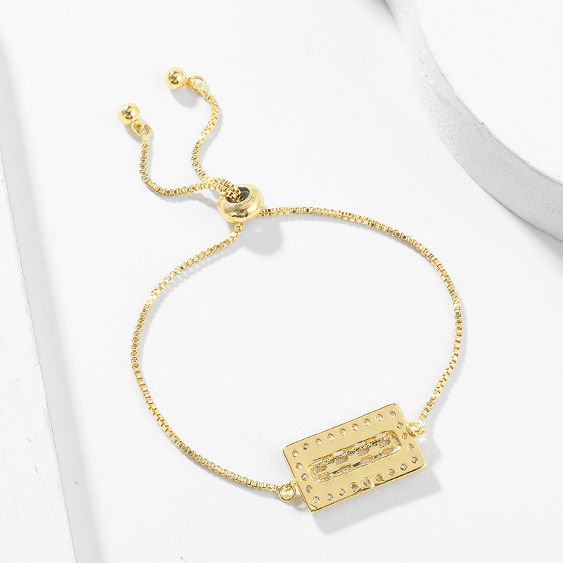 simple copper-inlaid zircon geometric cipher bracelet