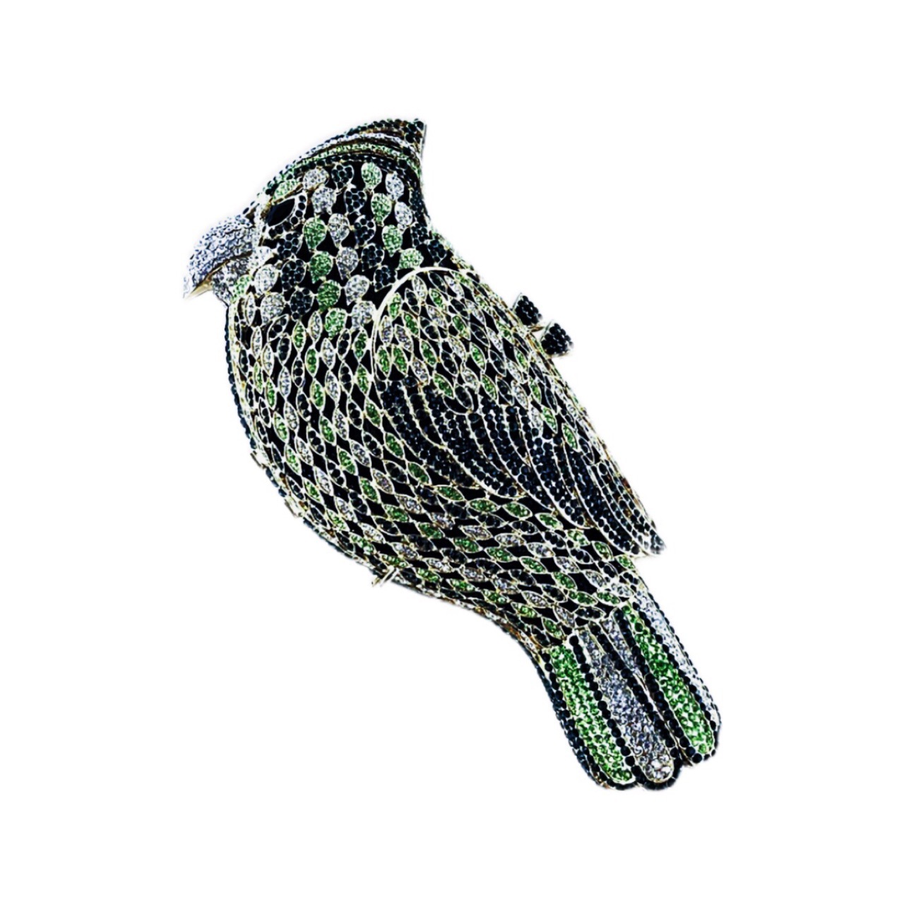 Túi clutch nữ đính đá dạ hội hình chim đầy kim cương — Màu xanh lục, Màu đỏ, Màu bạc, Cá tính đặt làm chi tiết 2