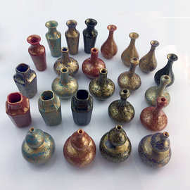 树脂仿古风景德镇陶瓷花瓶复古金釉罐DIY微景观场景模型饰品配件