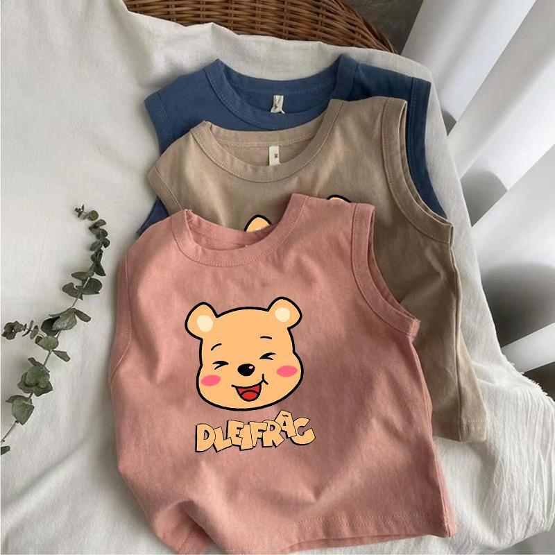 Boys and girls summer cotton t sleeveless vest short sleeve cartoon western style cute printed children's new top T-shirt base