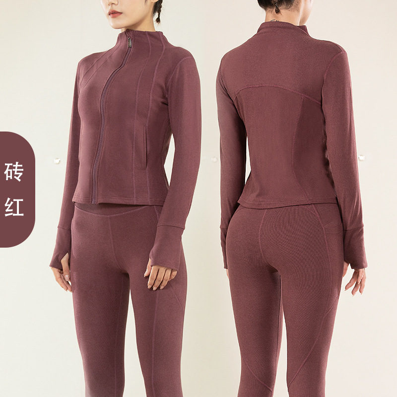 Pantalones de Yoga de bolsillo lateral Juyi Hall para mujer Otoño e Invierno de doble cara con forma de cadera cepillada pantalones de fitness ropa exterior medias deportivas